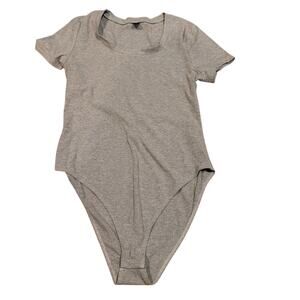 Shein curve grey ribbed bodysuit